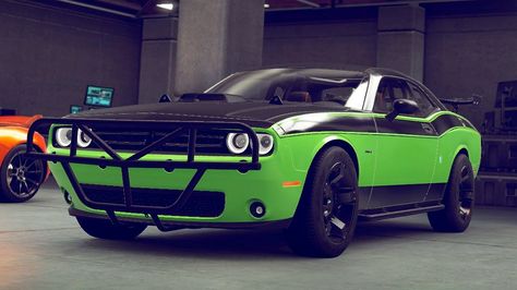 This is the Dodge Challenger that Letty drove in #Furious7. Dodge cars in pretty much in every fast movie and this one is one of my favourites. If I ever get the chance to own a Challenger I will defiantly get it in green and black. Michelle Rodriguez, Furious 7 Cars, Cars Challenger, Challenger Dodge, Muscle Cars Camaro, Dodge Cars, Michael Rooker, Green Car, Mustang Cars