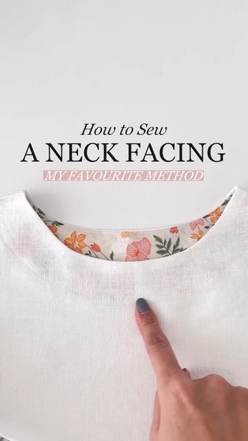 ✨How to Sew a Neck Facing✨ In case you’re still intimidated to sew your neckline with bias..." Neck Sewing Pattern Neckline, How To Sew Neckline Facing, Sewing A Neckline, Neck Facing Sewing, How To Sew Neckline Tutorials, How To Sew Piping, Neckline Sewing Hacks, How To Sew A Neckline, How To Sew Neckline