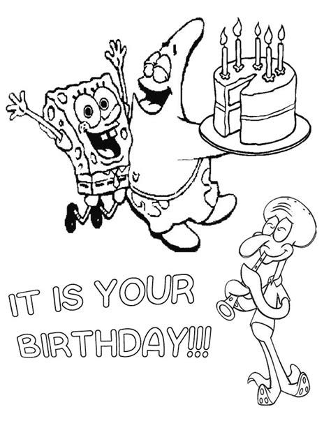 Happy Birthday Coloring Pages With Frogs - Coloring Home Spongebob Happy Birthday, Happy Birthday Spongebob, Printable Spongebob, Spongebob Happy, Birthday Coloring Page, Friends Happy Birthday, Spongebob Coloring, Free Birthday Printables, Happy Birthday Coloring Pages