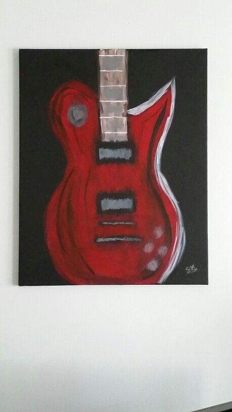 Tela, Men’s Canvas Painting, Red Guitar Drawing, Acrylic Painting Guitar, Electric Guitar Painting On Canvas, Guitar Ideas Decoration, Guitar Painting Ideas On Canvas, Rock And Roll Painting Ideas, Guitar Painting On Canvas Easy