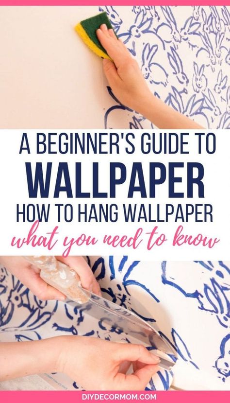 Hanging Wallpaper, Wallpaper Tutorial, How To Wallpaper, Wallpapering Tips, Hang Wallpaper, Guest Bedroom Design, How To Hang Wallpaper, How To Install Wallpaper, How To Hang