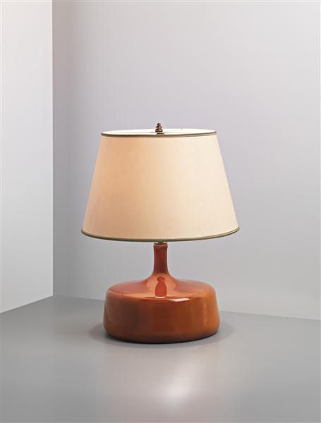 Jacques and Dani Ruelland; Glazed Earthenware and Brass Table Lamp, c1960. Table Lamp Midcentury, 60s Table Lamp, Rust Lamp, Orange Trends, Casa Retro, Bathroom Lamp, Brass Table Lamp, Lampe Design, Yacht Design