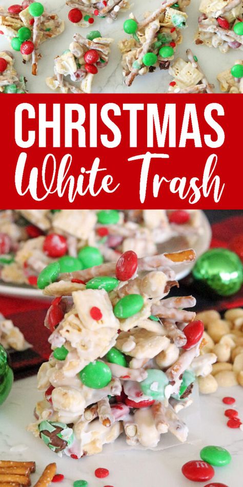 Natal, Easy Savory Christmas Snacks, Best Christmas Snacks, Christmas Check Mix Recipes, Christmas White Trash, White Trash Snack Mix, Recipe Decor, Christmas Trash, Trash Recipe