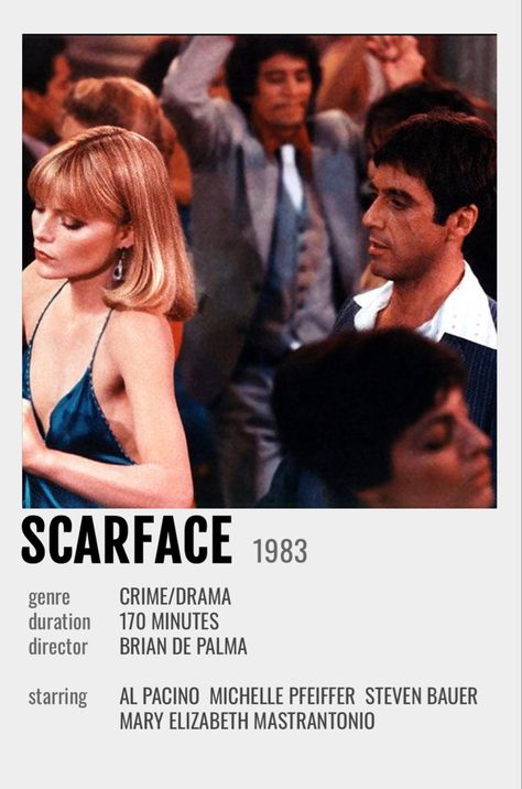 Scarface Polaroid Poster, Scarface Movie Poster, Scarface Poster, Romcom Movies, Scarface Movie, Girly Movies, Movie Card, Iconic Movie Posters, Inspirational Movies