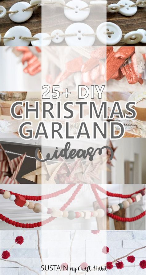 Diy Christmas Garland Ideas, Christmas Garland Ideas, Diy Christmas Tree Garland, Crochet Christmas Garland, Homemade Christmas Tree, Garland Ideas, Winter Garland, Diy Christmas Garland, Paper Christmas Decorations