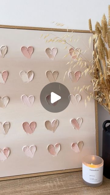 Art and Interiors By Kyra on Instagram Diy Crafts Sellable, Textured Wall Decor Ideas, Diy Wall Art Colorful, Diy Painting Decor, Wall Art Trends 2024, Diy Canvas Art Easy Wall Decor, Heart Canvas Painting Ideas, Sellable Art, Heart Painting On Canvas