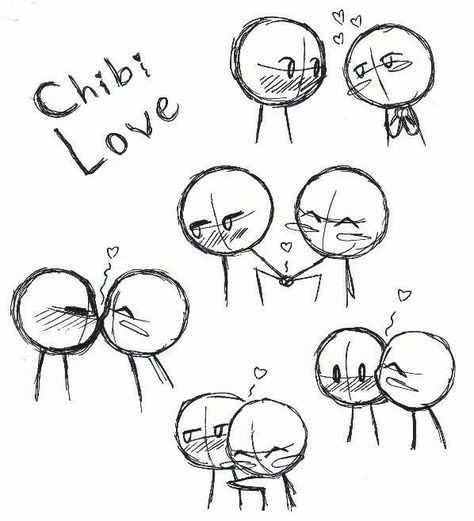 Chibi Love, text, couple, kissing, hugging, holding hands; How to Draw Manga/Anime Couple Drawing Inspiration, Cute Drawing Bases 2 People, Drawing Reference Poses 2 People Couple, Two People Kissing Drawing Reference, People Holding Hands Drawing, Chibi Poses Couples, Love Poses Reference, Kissing Reference Drawing Pose, Holding Hands Reference