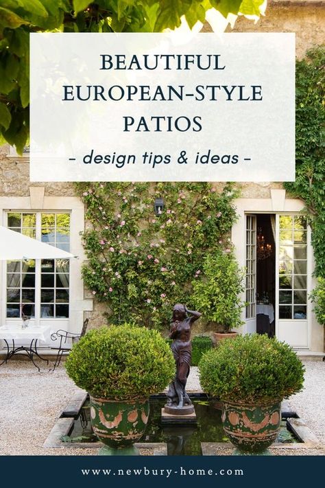 Want to create an incredible backyard retreat this summer? Here is the inspiration you need to see to create a beautiful European style patio garden! Sharing inspiration for: backyard patio designs, backyard oasis, patio decorating ideas, backyard garden, deck ideas, courtyard garden, backyard pool, patio decor, and more. French Inspired Backyard Patio, Outdoor Italian Patio, English Country Patio, Roman Garden Ideas, European Patios French Country, French Backyard Ideas, European Outdoor Patio, European Patio Ideas, Tuscany Backyard