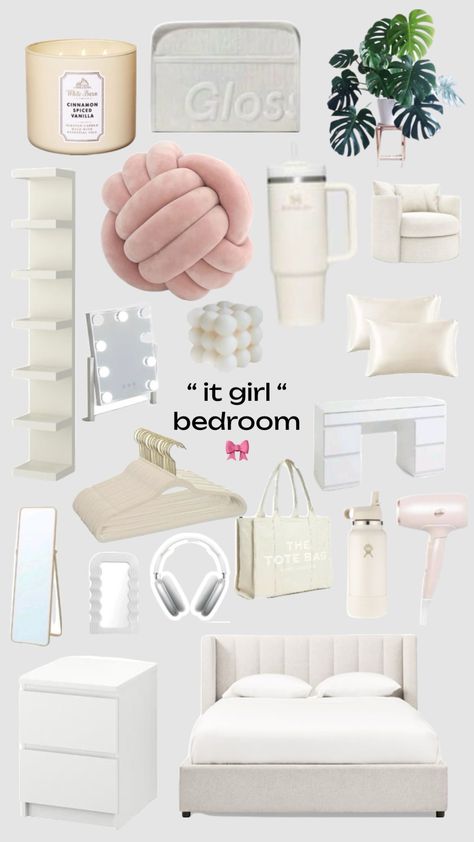 Pink Vanilla Room Aesthetic, It Girl Room Ideas, Vinilla Girl Room, Vanilla Girl Decor, Cute Girly Bedroom Ideas, Vannila Girl Room Ideas, Vanilla Bedroom Aesthetic, Vanilla Aesthetic Room, Vanilla Girl Room Decor