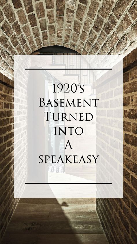 🥃Super fun project turning a basement of a 1920’s home into a Speakeasy! Our clients asked us to create an adult space in a somewhat… | Instagram Unfinished Basement Speakeasy, Boho Finished Basement, Basement Pub Ideas Interior Design, Brick Bar Basement, Old World Basement Ideas, Tasteful Man Cave, Basement Bar Ideas Industrial, Speakeasy Fireplace, Speakeasy Flooring