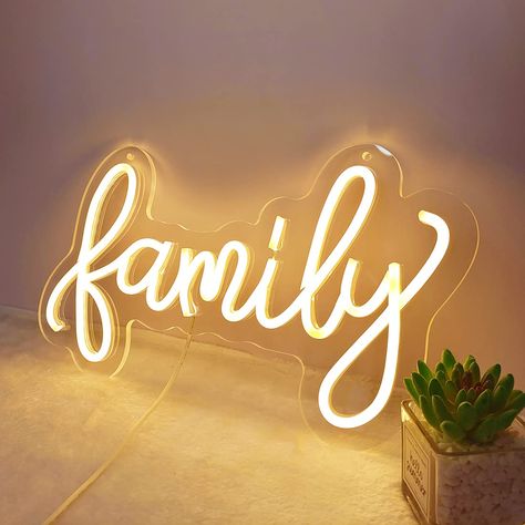 PRICES MAY VARY. Size : Size of family neon light sign is 15.8" X 8.7". The color is warm white. Cord length is 6.6ft. Use:You can hang it on the wall or place it on the table. The backboard has pre-drilled holes for easy hanging (no screws or string inside). USB Powered: 5V working voltage powered by USB.The neon signs are charged by plug, phone charger, power bank or computer, you can use any plug with USB port (no power adapter). Safe and Quiet: Compared with fragile glass neon sign, the LED Family Of 7 Aesthetic, Family Neon Sign, Family Of 5 Aesthetic, Slushie Aesthetic, Wall Decor With Lights, Happy Family Aesthetic, Manifesting 2024, Family Of 8, Aesthetic Family