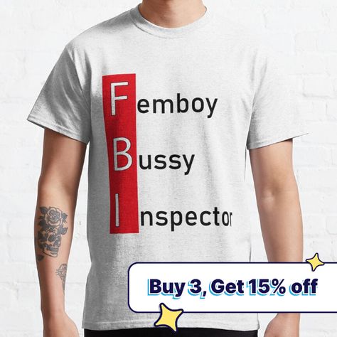 Standard fit with double-needle hems for durability. Solid colors are 100% preshrunk cotton, heather colors are cotton blend. Range of colors available, with the option to print on front or back. Size range S-3XL, suitable for men and women. femboy bussy inspector Boy Outfits, Funny Quotes, Pastel Femboy Outfit, Femboy Outfits Cute, Femboy Outfit, Secretary Outfits, Female Transformation, Solid Colors, Classic T Shirts