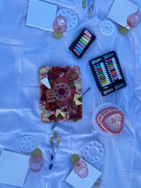 Birthday Sip And Paint Ideas, Paint And Sip Picnic, Sip And Paint Picnic, Sip And Paint Ideas, 23 Birthday, Sip And Paint, Sip N Paint, 23rd Birthday, Picnic Date
