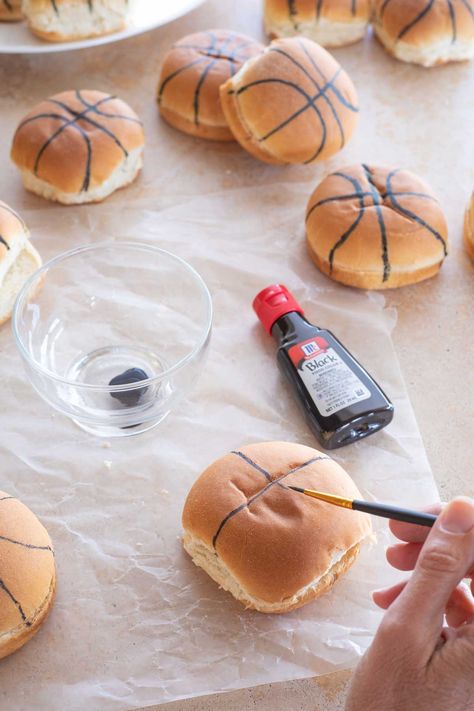 Basketball Theme Birthday Party For Men, Basketball And Baseball Birthday Party, Sports Themed Birthday Party Ideas 1st, Soccer And Basketball Birthday Party, Ball Themed Party Food, Birthday Party Sports Theme, Basketball Party Diy Decor, Basketball Theme Food Ideas, Basketball Birthday Party Food Ideas