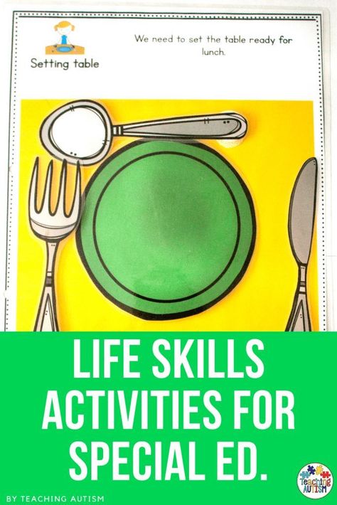 Life Skill Centers, Task Analysis Life Skills, Kindergarten Life Skills, Life Skills Elementary Special Education, Task Analysis Special Education, Special Needs Classroom Activities, Functional Skills Special Education, Independent Living Skills Activities, Daily Living Skills Activities