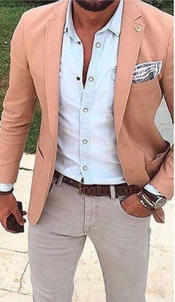 Peach & Grey. Perfect. Mens Fashion Wedding, Mode Costume, Mens Fashion Blazer, Mens Fashion Edgy, Mens Fashion Smart, Classy Men, Herren Outfit, Mens Fashion Classy, Mens Fashion Suits