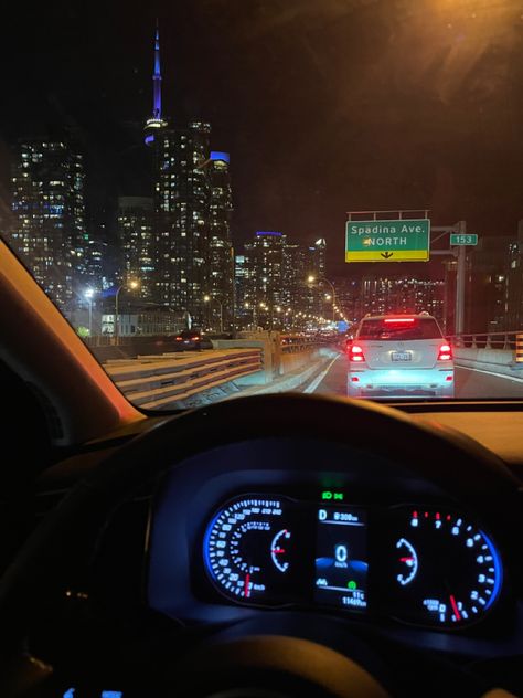 Toronto At Night Aesthetic, Toronto Downtown Night, Downtown Toronto Aesthetic Night, Driving Through City At Night, Car City Aesthetic, Toronto Baddie, Toronto Aesthetic Night, Canada Toronto Aesthetic, Toronto City Aesthetic