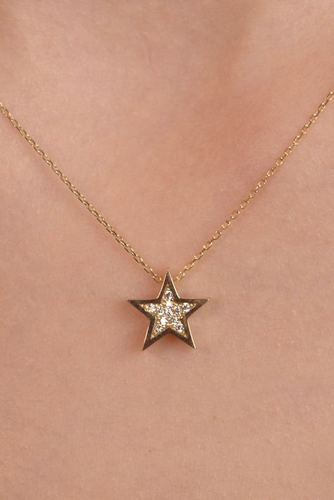 Our star necklace is 14k solid gold. At the top of the star pendant, zircon stones are decorated.  If you are looking for a romantic and dainty gift for your star of the life, it is an excellent choice. Also, this gold star is a perfect present for your loved ones from 7 to 70 on their birthdays, mother's day, valentine's day, anniversaries, or graduation. We can add a gift note for your loved ones. It arrives in a special jewelry gift box.  We respond to your questions happily. Your question wi Star Jewelry Gold, Gold Star Jewelry, Star Locket, Star Jewellery, Gold Star Necklace, Gold Star Pendant, Diamond Star Necklace, Starburst Necklace, Astrology Necklace