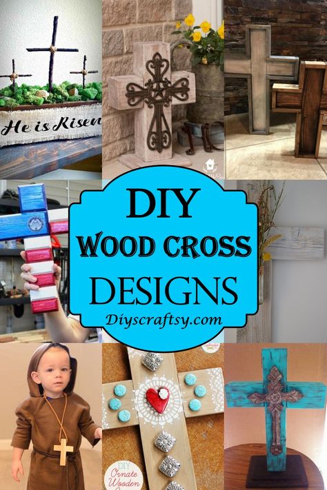 25 DIY Wood Cross Ideas And Designs - DIYS Craftsy Cross Ornaments Diy Christmas Crafts, Crosses For Wall Decor, Wooden Crosses Diy Rustic, Rustic Crosses Wood, Homemade Crosses Diy, Painting Wooden Crosses Ideas, Cross Ideas Wooden, Diy Wooden Cross Wall Art, Rustic Wood Cross Diy