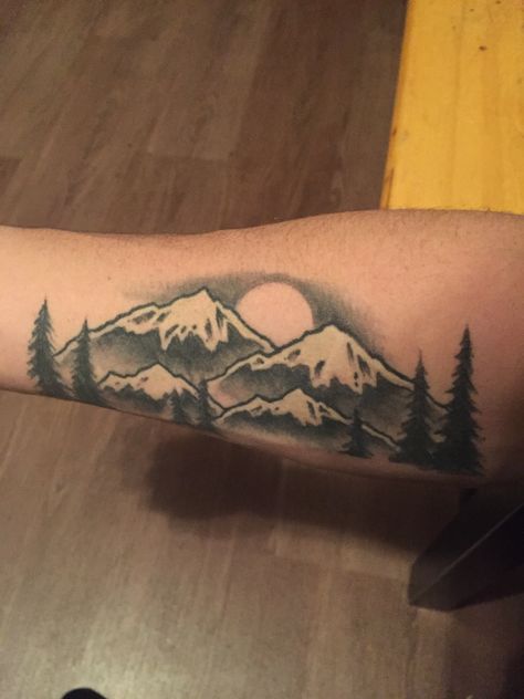 Colorado mountain range Rocky Mountain Tattoo, Mountain Tattoo Ideas, Wilderness Tattoo, Mountain Range Tattoo, Colorado Tattoo, Mountains Tattoo, Hiking Tattoo, Landscape Tattoo, Arm Band Tattoo