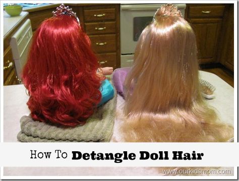 Is Your Rapunzel Doll … TANGLED? How to Detangle Doll Hair Amigurumi Patterns, How To Untangle Doll Hair, Untangle Doll Hair, Detangle Doll Hair, Tangled Doll, Doll Hair Detangler, Fix Doll Hair, Baby Doll Hair, Rapunzel Doll