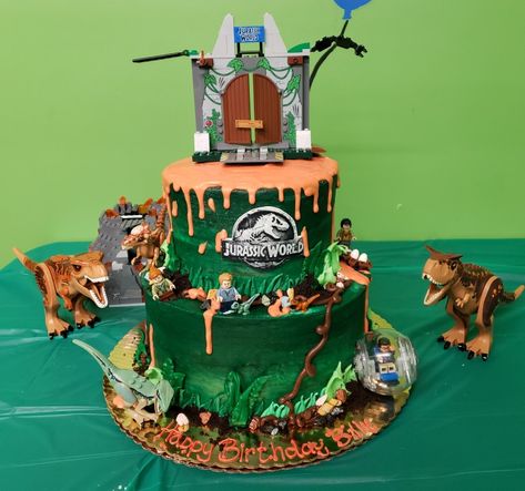 Jurassic Lego Cake, Lego Jurassic Park Cake, Jurassic World Lego Cake, Lego Jurassic World Cake, Jurassic World Lego Party, Lego Jurassic World Party, Freddy Cake, Jurassic World Cake, World Cake