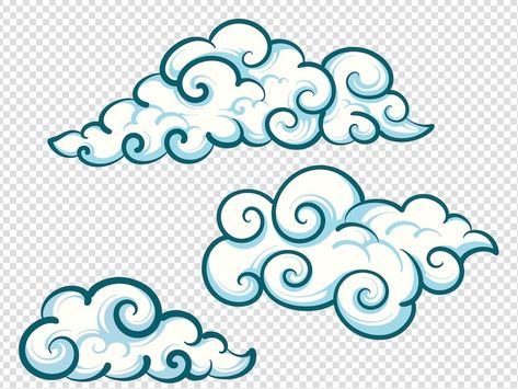 Vector set of cartoon clouds free royalt... | Premium Vector #Freepik #vector #light #sky #blue #weather Cartoon Clouds Drawing, Sketching Easy, Stylized Clouds, Sign Lettering Fonts, Clouds Cartoon, Kawaii Clouds, Whimsical Clouds, Clouds Drawing, Cloud Outline