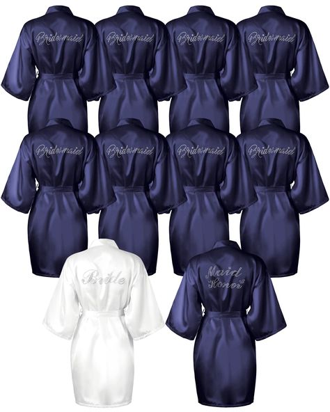 Brides Maid Dresses Blue, Navy Blue Wedding Dress, Bridesmaid Robes Blue, Navy White Wedding, Navy Blue Wedding Theme, Robe Bridesmaids, Royal Blue Wedding Theme, Navy Wedding Colors, Chic Prom Dresses