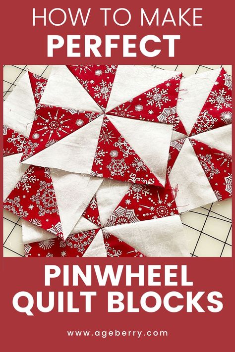 Pinwheel quilt blocks are a fun and easy way to make your next quilting project unique. In this tutorial, I will show you how to create these blocks as well as discuss the following: what is a pinwheel quilt block, how to match points on pinwheel blocks, how to reduce bulk in pinwheel seams and how to press a pinwheel quilt block. Making a pinwheel quilt block is a great way to get started in the world of quilting. Patchwork, Types Of Darts, How To Sew Darts, Beginner Quilt Patterns Free, Pinwheel Blocks, Pinwheel Quilt Block, Pinwheel Quilt Pattern, Quilt Blocks Easy, Pinwheel Block