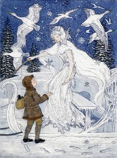 Beautiful illustration. Beautiful Art Drawings, Snow Queen Illustration, The Snow Queen, 동화 삽화, Vintage Fairy, Snow Fairy, Winter Fairy, Print Greeting Cards, Vintage Fairies