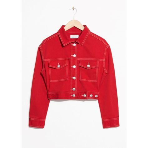Cropped Denim Jacket ($360) ❤ liked on Polyvore featuring outerwear, jackets, red jean jacket, red jacket, red denim jacket, shiny jacket and denim jackets Red Jean Jacket, Red Cropped Jacket, Red Denim Jacket, Outerwear Trends, Red Denim, Jean Jacket Outfits, Shiny Jacket, Red Jeans, Modieuze Outfits