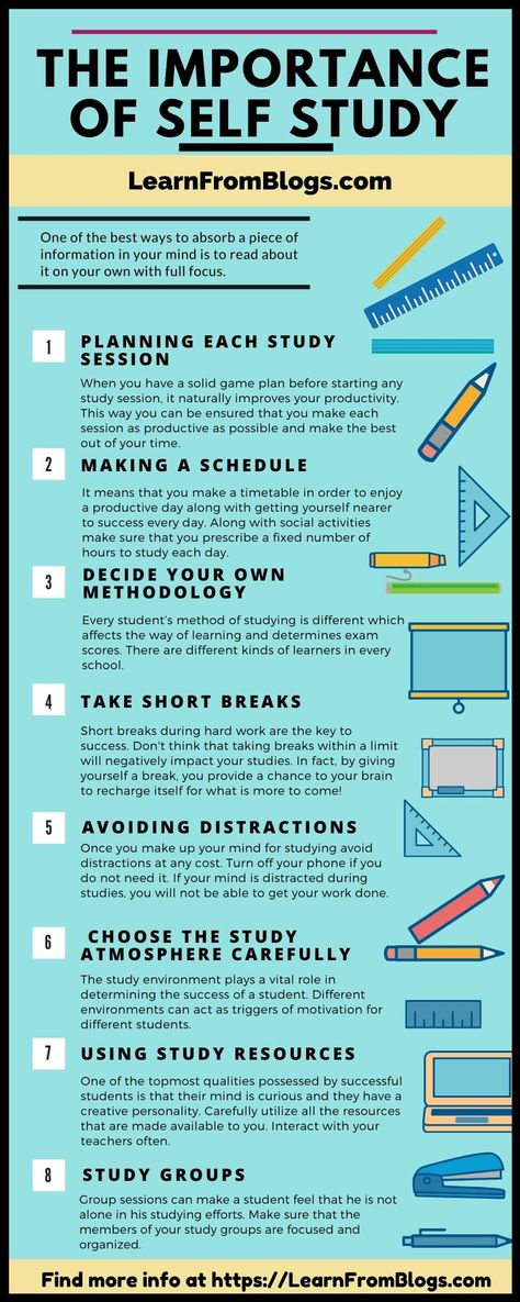 The importance of self study - Infographics Revision Tips, Self Study, Exam Tips, Exam Study Tips, Study Strategies, Study Tips For Students, Best Study Tips, Study Session, Effective Study Tips