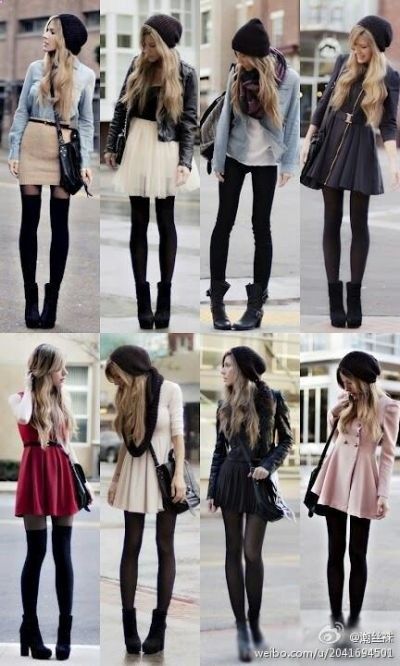 Black tights +black hat  make those summer skater dress outfits transition into fall/winter Scene Girl, Socks And Leggings, Mode Retro, Rocker Girl, Mode Casual, Stil Inspiration, Looks Street Style, Wearing A Hat, 가을 패션