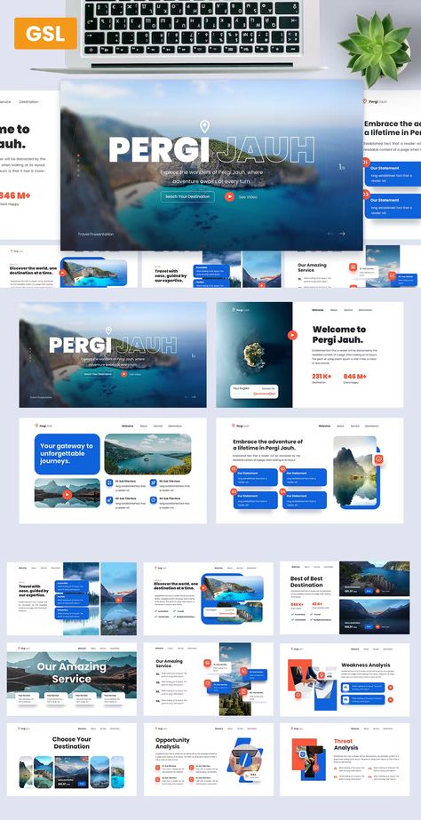 Slides Google Templates, Travel Presentation Template, Modern Slide Design, Presentation Slides Ideas, Google Presentation Ideas, Travel Presentation Design, Vacation Presentation, Slide Presentation Design Templates, Team Design Layout