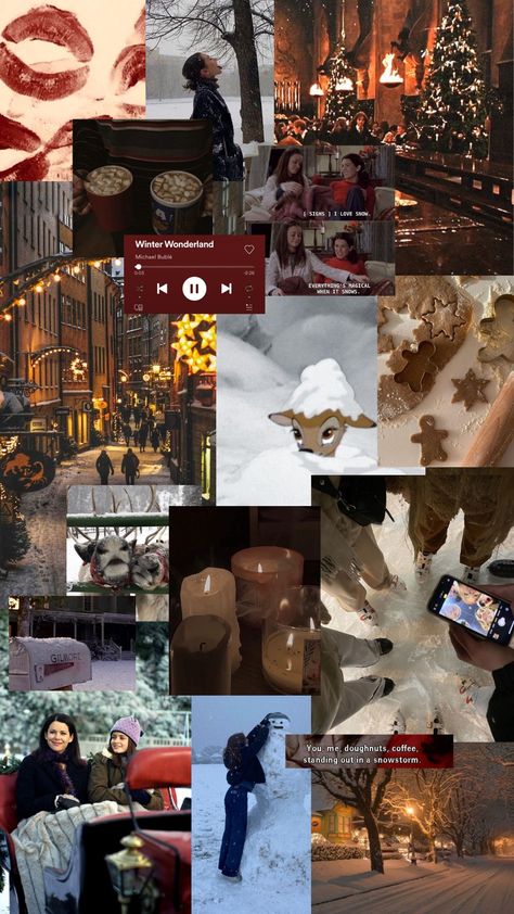 Gilmore Girls, Winter Wallpaper Collage, Winter Wonderland Hot Chocolate, Chocolate Pics, Gilmore Girls Wallpaper, Winter Wallpaper, Winter Snow, Winter Wonderland, Gingerbread