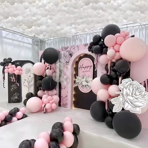 Faster shipping. Better service Pink And Black Balloon Garland, Shower Room Layout, Balloon Garland Birthday, Black Balloon Garland, Chanel Bridal Shower, Black And White Balloons, Chanel Birthday, Black Balloon, Pink Birthday Party