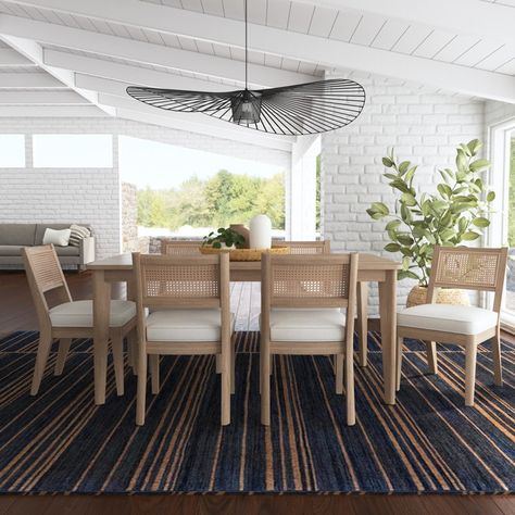 Bay Isle Home Calion Rectangular 36'' L x 66'' W Dining Set | Wayfair Coastal Dining Table, Coastal Dining Room, Coastal Dining, Round Dining Set, Rectangle Dining Table, 7 Piece Dining Set, Dining Room Bar, Rectangular Dining Table, Beachcrest Home