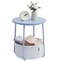 Check this out! Side Table With Basket, Nursery Side Table, Blue Side Table, Rainbow Bedroom, Side End Table, Table For Living Room, Old Room, Fabric Basket, Small Side Table