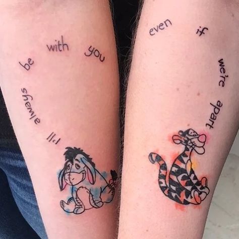Mom Daughter Disney Tattoos, Mother A Daughter Tattoos, Disney Tattoos Friends, Friendship Disney Tattoos, Where You Lead I Will Follow Tattoo Mother Daughter, Mom And Daughter Disney Tattoos, Mother Of 3 Tattoo Ideas Unique, Mom And Daughter Tattoos Disney, Matching Tattoos For Mother And Son