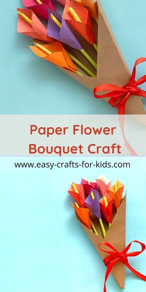 Paper Flower Bouquet Craft for Kids Craft Bouquet Flowers, Flower Bouquet Craft For Kids, Easy Paper Flower Bouquet, Flower Bouquet Craft, Craft Bouquet, Bouquet Craft, Bunch Of Red Roses, Yellow Crafts, Clean Flowers