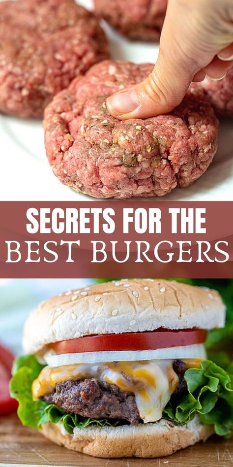 If you are looking for the Best Homemade Burgers, this recipe is for you! With only a few ingredients and minimal prep work, you can have the best juicy, flavorful homemade burgers thanks to a few key pro-tips. Paninis, Homemade Burger Patties, Best Hamburger Recipes, Best Homemade Burgers, Resep Burger, Homemade Burger Recipe, Grilled Burger Recipes, Hamburger Recipes Patty, Hamburger Recipe