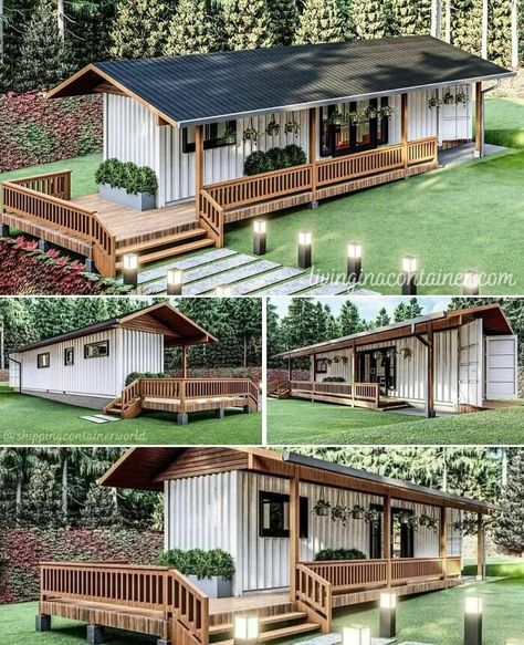 Houses-From-Recycled-Shipping-Containers Building A Cottage Home, Container Homes Interior Design, Tiny Home Family Compound, Tiny Home Landscaping Ideas, Tony Home Ideas, Shipping Container Home Designs, Container Cabin, Shipping Container House Plans, Building A Container Home