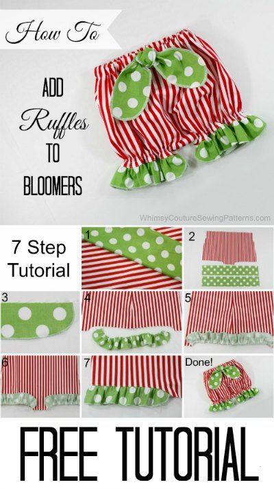 This detailed tutorial shows you how to add ruffles to bloomers. It's easy to change the look of cute bloomers by adding ruffles. Check it out today! Couture, Bloomer, Amigurumi Patterns, Couture Sewing Patterns, Clothing Sewing Patterns Free, Baby Bloomers Pattern, Reconstructed Clothing, Baby Clothes Patterns Sewing