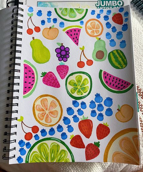 Healthy Drawing Ideas, Thing To Draw With Markers, Fruits Drawing Aesthetic, Fruits Doodle Drawings, Fruit Simple Drawing, Cute Easy Drawings With Markers, Easy Fruits Drawing, Cute Drawings With Alcohol Markers, Flower Drawing Ideas Creative