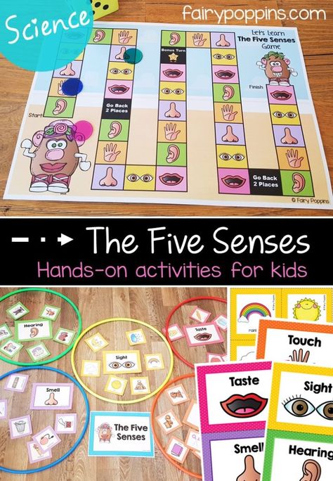 Five Senses Activities For Kids | Fairy Poppins My Body Five Senses Activities Game, Senses Crafts For Toddlers, Five Senses Crafts For Toddlers, Senses Activities For Kids, Five Senses Activities, 5 Senses Preschool, Fairy Poppins, Five Senses Worksheet, Five Senses Preschool