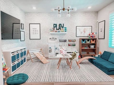 What are your playroom must-haves? Drop 'em below to help other moms who are currently planning their play space. 📸: @christiemharo Small Kids Playroom, Playroom Layout, Playroom/guest Room, Boy Playroom, Playroom/living Room, Loft Playroom, Small Playroom, Living Room Playroom, Baby Playroom