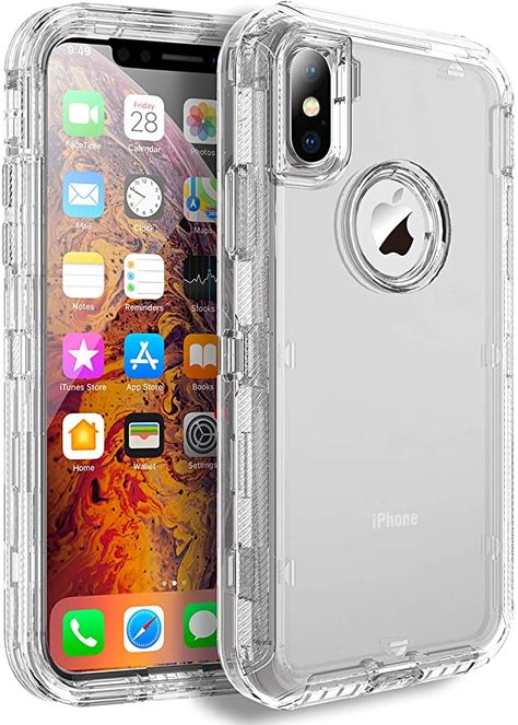 Amazon.com: iPhone Xs Max Heavy Duty Case - by MXX - 3 in 1 Layers Rugged Rubber Shockproof Protection Cases Cover and Support Wireless Charging - (Clear HD) : Cell Phones & Accessories Iphone Xs Phone Covers, Iphone Xmax Case, I Phone Xs Covers, Xs Max Iphone Case, Iphone Xs Max Aesthetic, Iphone Xs Aesthetic, Iphone Cover Design, Iphone Xs Cover, Iphone X Max