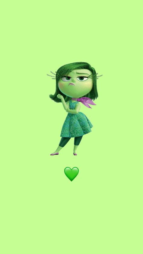 Inside Out 2 Disgust, Disgust Inside Out Wallpaper, Green Disney Characters, Disgust Wallpaper, Disgust Inside Out Aesthetic, Disgust Inside Out, Inside Out Wallpaper, Inside Out Disgust, Disgusted Inside Out