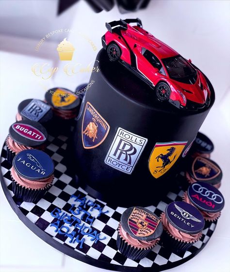 Cup Caker on Instagram: “Handmade & Edible Lamborghini!!! YEAH RIGHT 🤣🤣 One day I will make a real Car Cake!😄until then these cool remote control ones will…” Essen, Birthday Cake Theme For Men, Mens Car Themed Birthday Party, Car Themed Cakes For Men, Car Themed Birthday Cake For Men, Cake Designs Car, Lamborghini Themed Birthday Party, Ferrari Cakes For Boys, Car Lover Cake