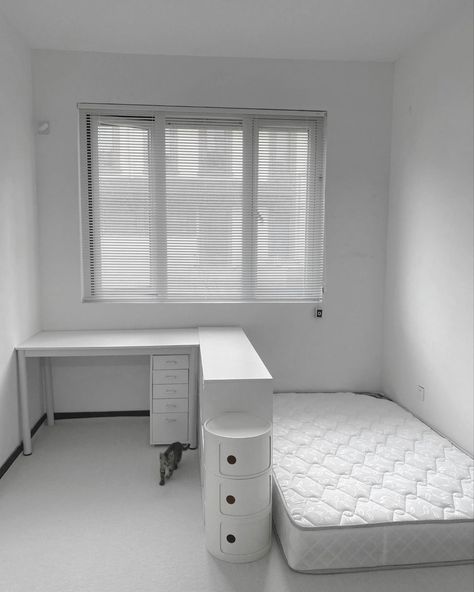 Aesthetic Woman Art, Korean Black And White, White Minimalist Aesthetic, Bedroom Layouts For Small Rooms, Bedroom Moody, Apartment Bedroom Ideas, Small Room Makeover, Aesthetic Gray, Baddie Apartment